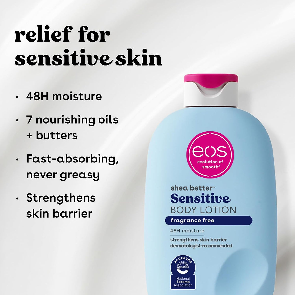 eos | Shea Better Body Lotion Fragrance Free Shea Butter 48-Hour Hydration Lightweight — 16 fl oz
