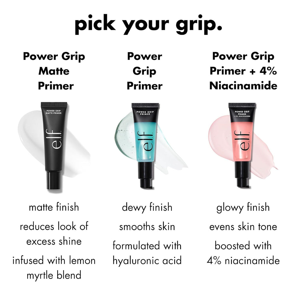 e.l.f. Power Grip Primer + 4% Niacinamide, Gel-Based & Hydrating Face Primer, Helps Visibly Even Skin & Brighten, Grips Makeup, Vegan & Cruelty-Free, 0.811 Fl Oz