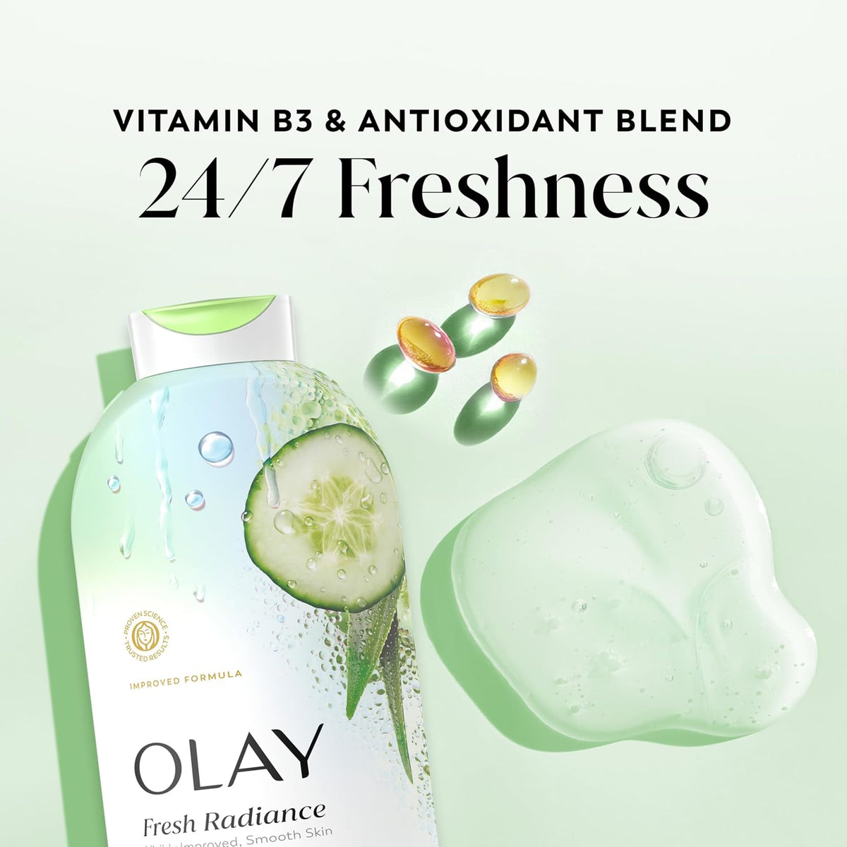 Olay | Body Wash Fresh Radiance Vitamin B3 Antioxidant Cucumber Aloe Water — 22 fl oz