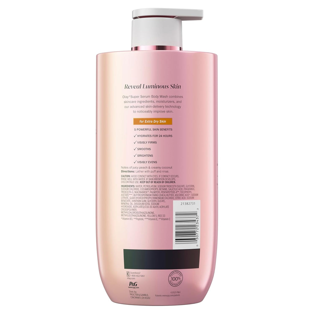 Pink bottle with pump on a white background