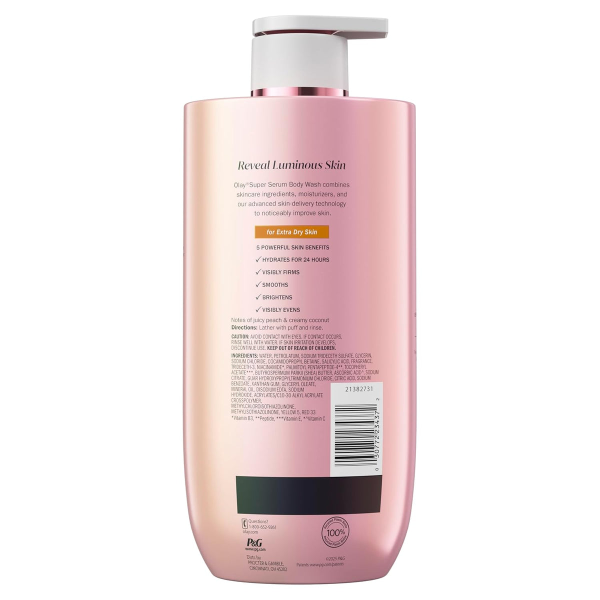 Pink bottle with pump on a white background