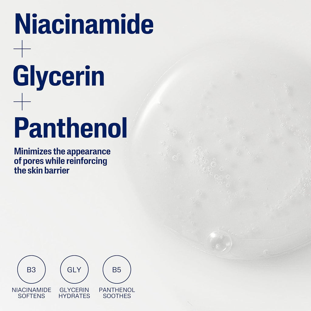 Product packaging with Niacinamide, Glycerin, and Panthenol text on a white background