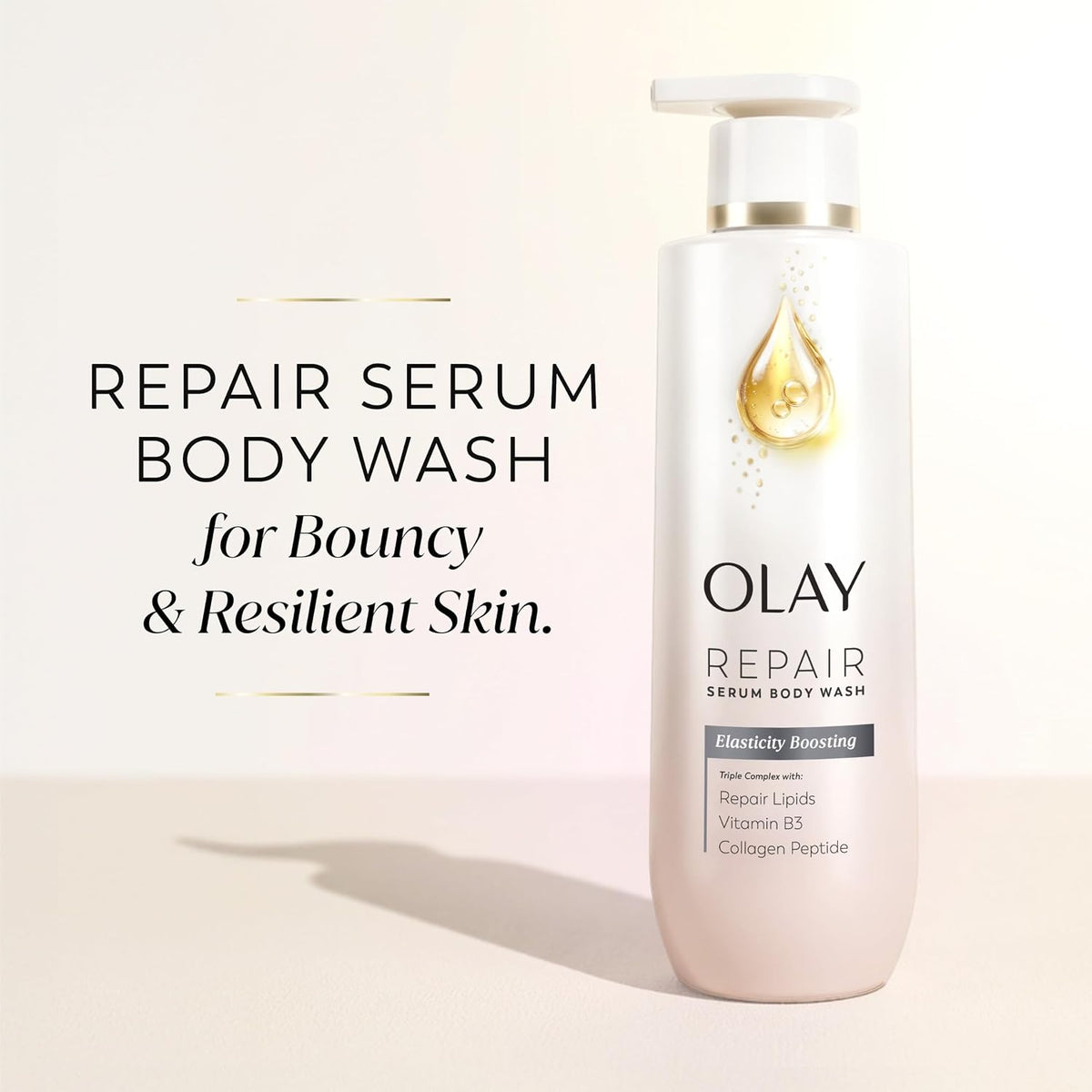 Olay | Body Wash Repair Serum Collagen Peptide Niacinamide Repair Lipids Elasticity Boosting All Skin — 80 fl oz (4-Pack)