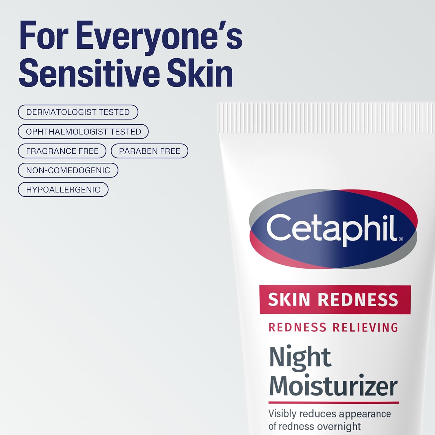 Cetaphil skin redness relieving night moisturizer on a white background