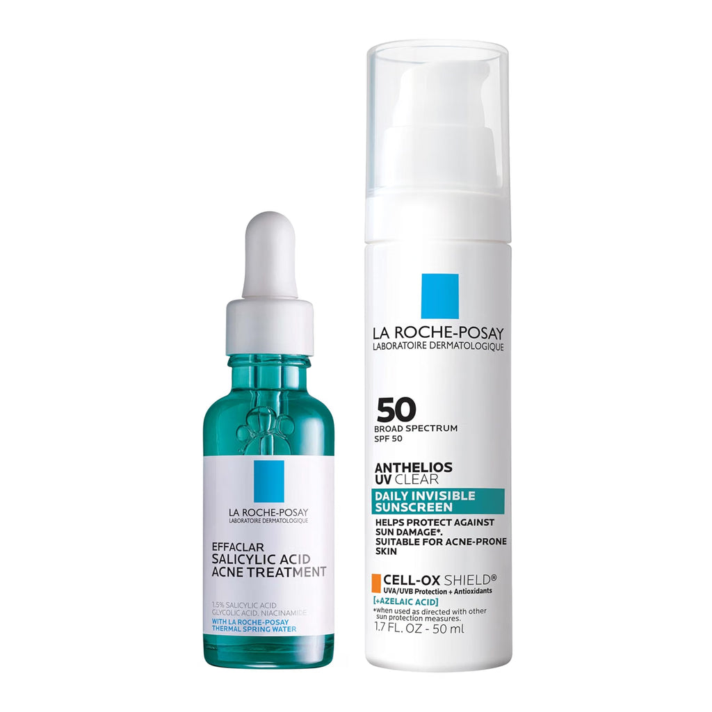 Effaclar Salicylic Acid Serum + Anthelios UV Clear Sunscreen SPF 50 Set by La Roche-Posay — 80ml (2.7 fl oz)