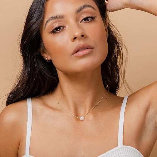 PAVOI - Handpicked AAA+ Freshwater Cultured Single Pearl Necklace Pendant | Gold Necklaces for Women