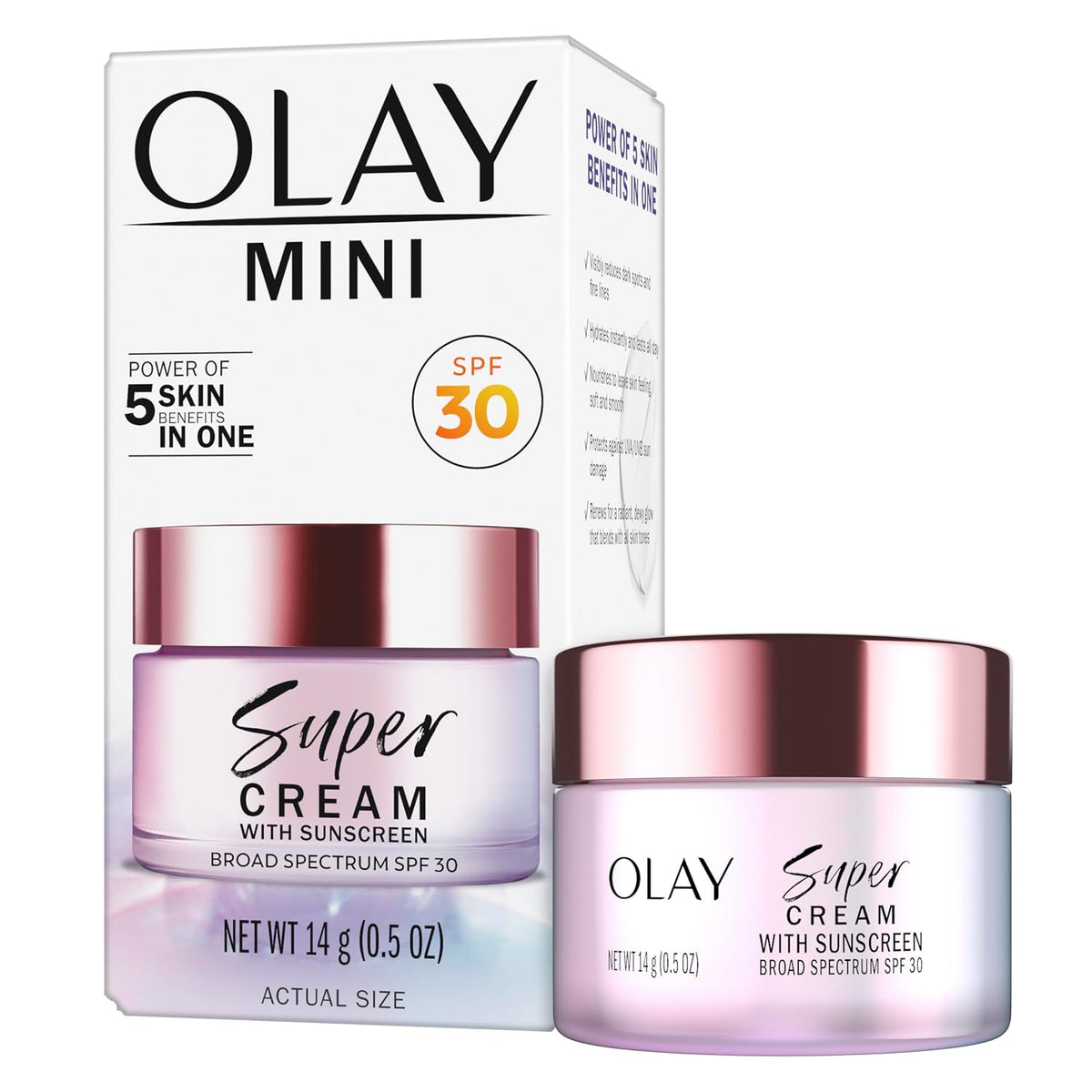 Olay | Super Cream 5-in-1 Face Moisturizer SPF 30 Niacinamide Vitamin C Collagen Peptide Hyaluronic Acid Travel Size — 0.5 fl oz