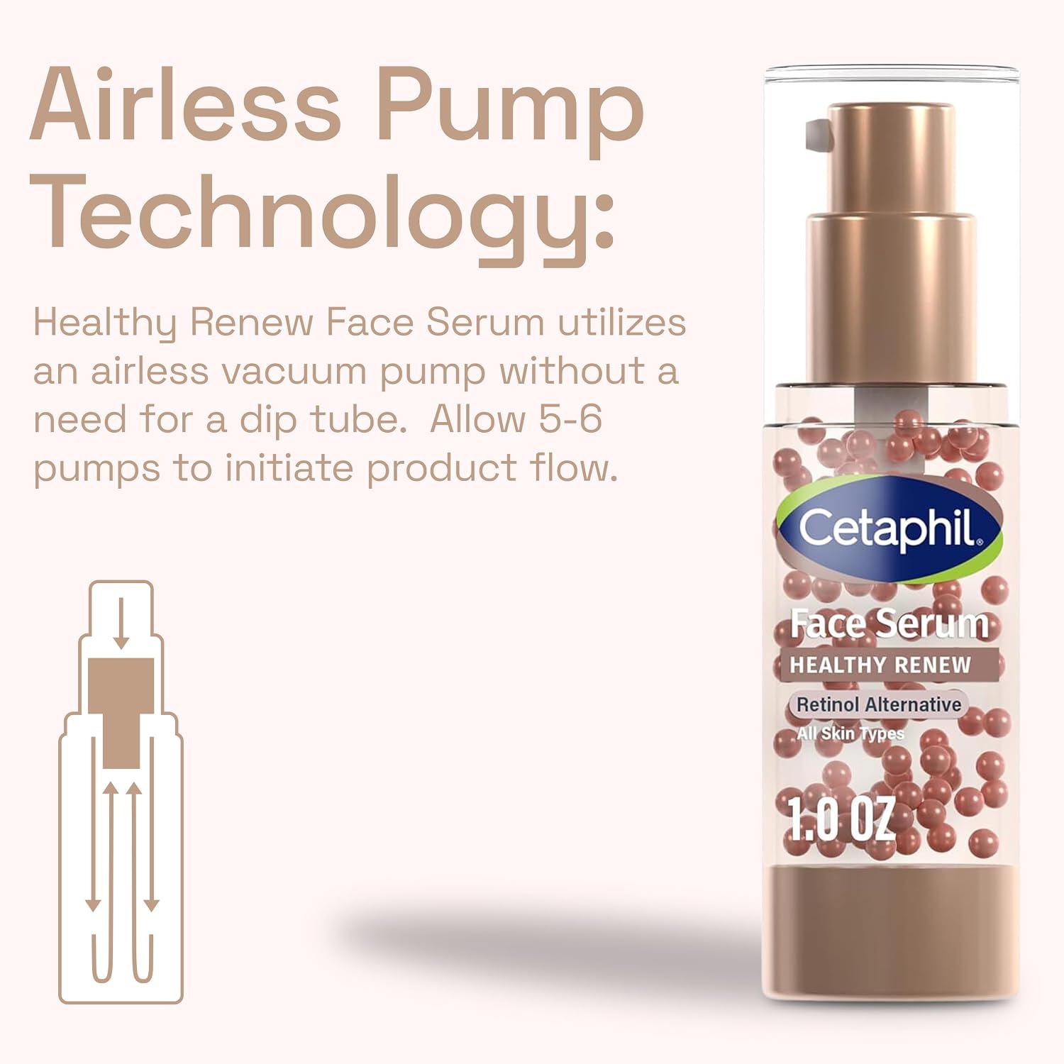 Cetaphil Healthy Renew Face Serum with airless pump technology on a white background