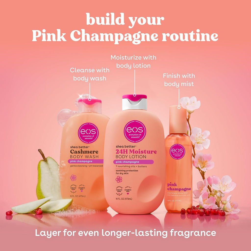 eos | Pink Champagne Trifecta Body Lotion & Body Wash Bundle Shea Butter Hyaluronic Acid — 38 fl oz
