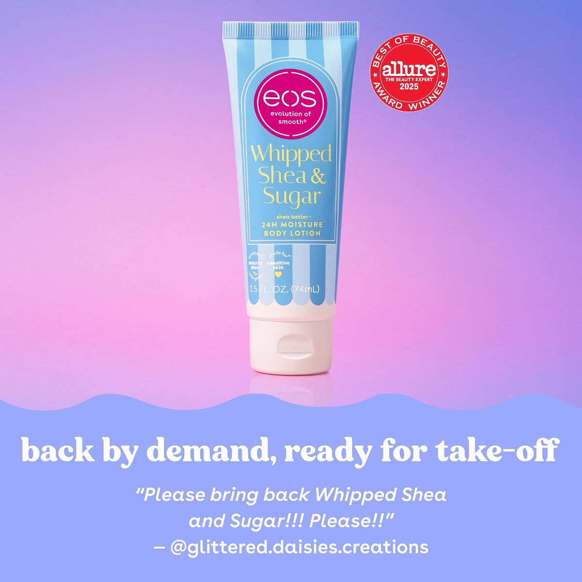 eos | Shea Better Mini Body Lotion Dolce Vita Shea Butter 24-Hour Hydration Travel Size — 2.5 fl oz