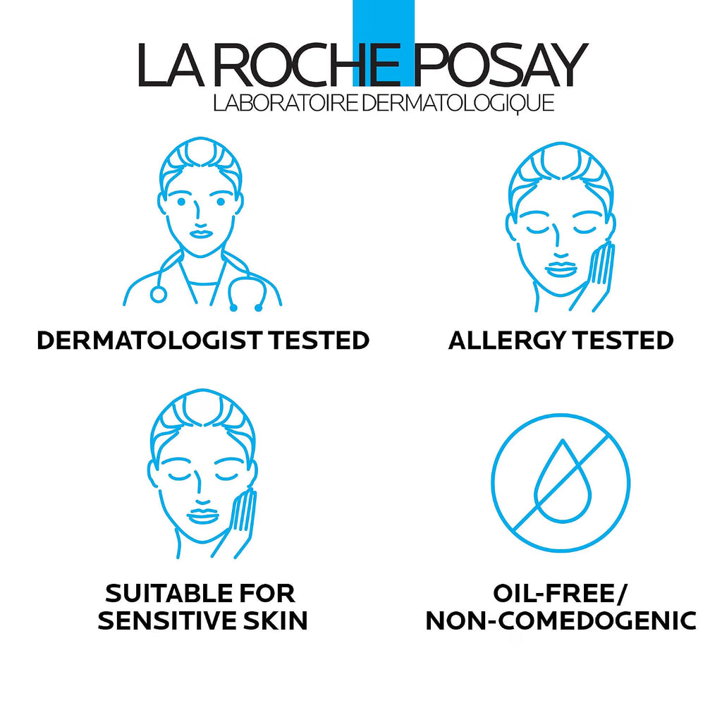 La Roche-Posay branding with icons and text on a white background