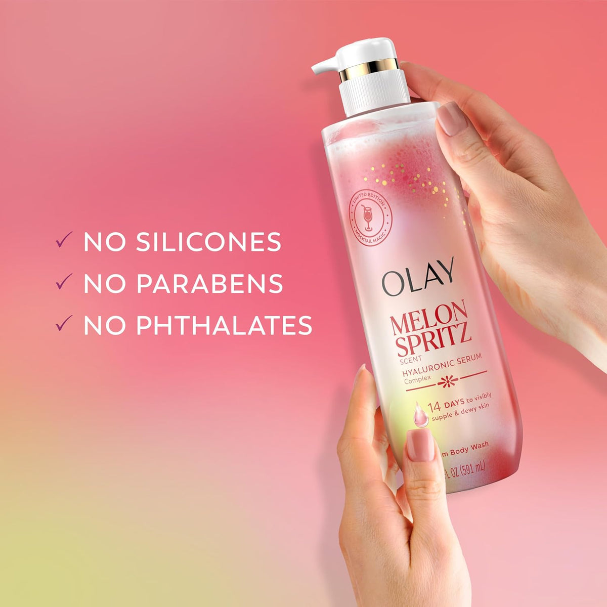 Olay | Body Wash Niacinamide Hyaluronic Acid Pro-Glycerin Melon Spritz Watermelon Jasmine Amber Limited Edition — 20 fl oz