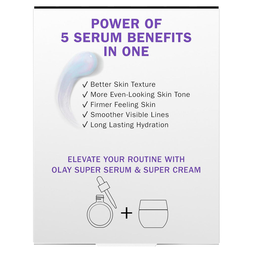 Olay | Super Serum 5-in-1 Daily Brightening Glow Face Serum Niacinamide Vitamin C Collagen Peptide AHA