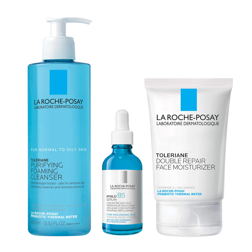 Toleriane Cleanser + Double Repair Moisturizer + Hyalu B5 Serum Set by La Roche-Posay — 3 Pieces