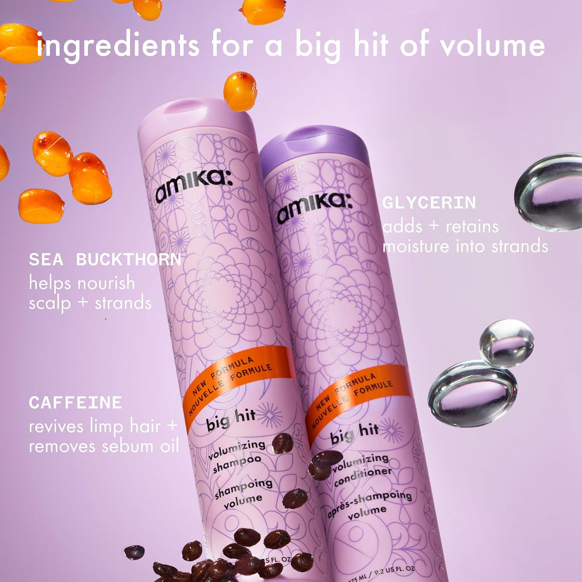 Amika | Big Hit Volumizing Shampoo for Fine Hair Amber Vanilla