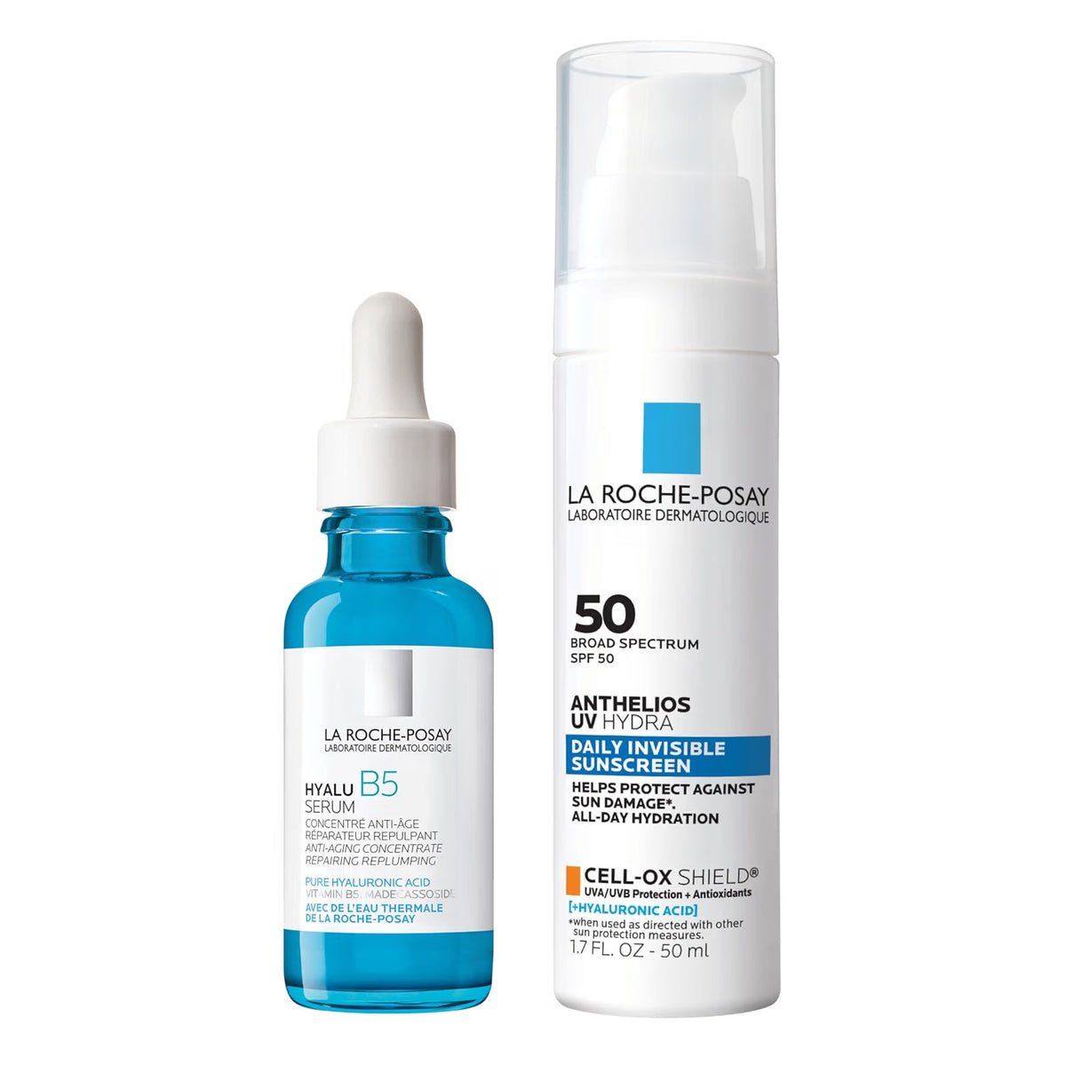 Hyalu B5 Hyaluronic Acid Serum + Anthelios UV Hydra Sunscreen SPF 50 Set by La Roche-Posay — 80ml (2.71 fl oz)
