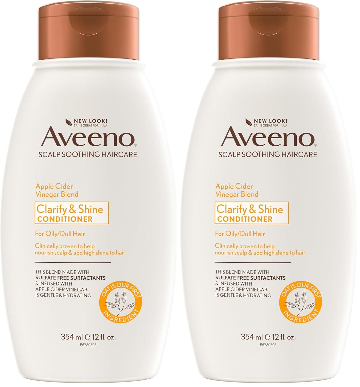 Aveeno Apple Cider Vinegar Blend Clarifying and Shine Conditioner with Natural Oat and Apple Cider Vinegar for All Hair Types — 354ml (12 fl oz)