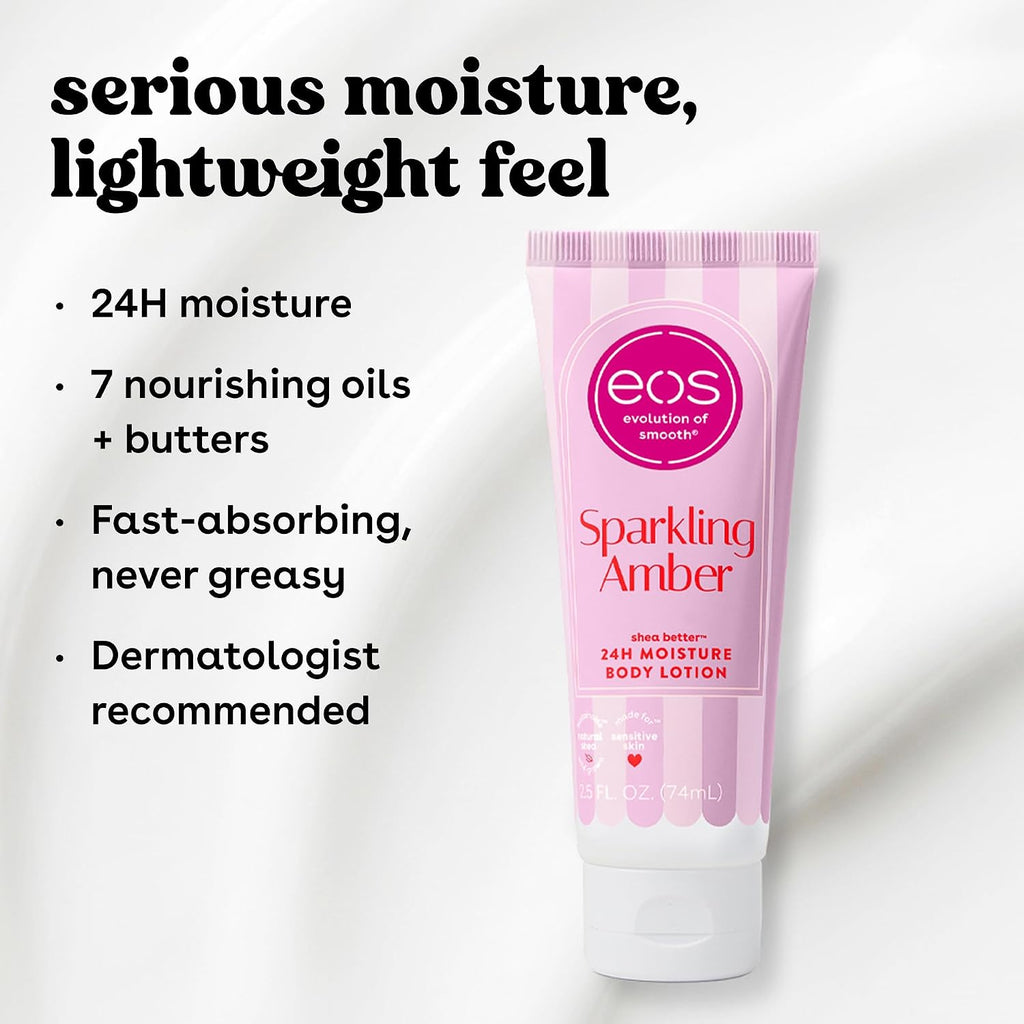 eos | Shea Better Mini Body Lotion Sparkling Amber Shea Butter 24-Hour Hydration Travel Size — 2.5 fl oz