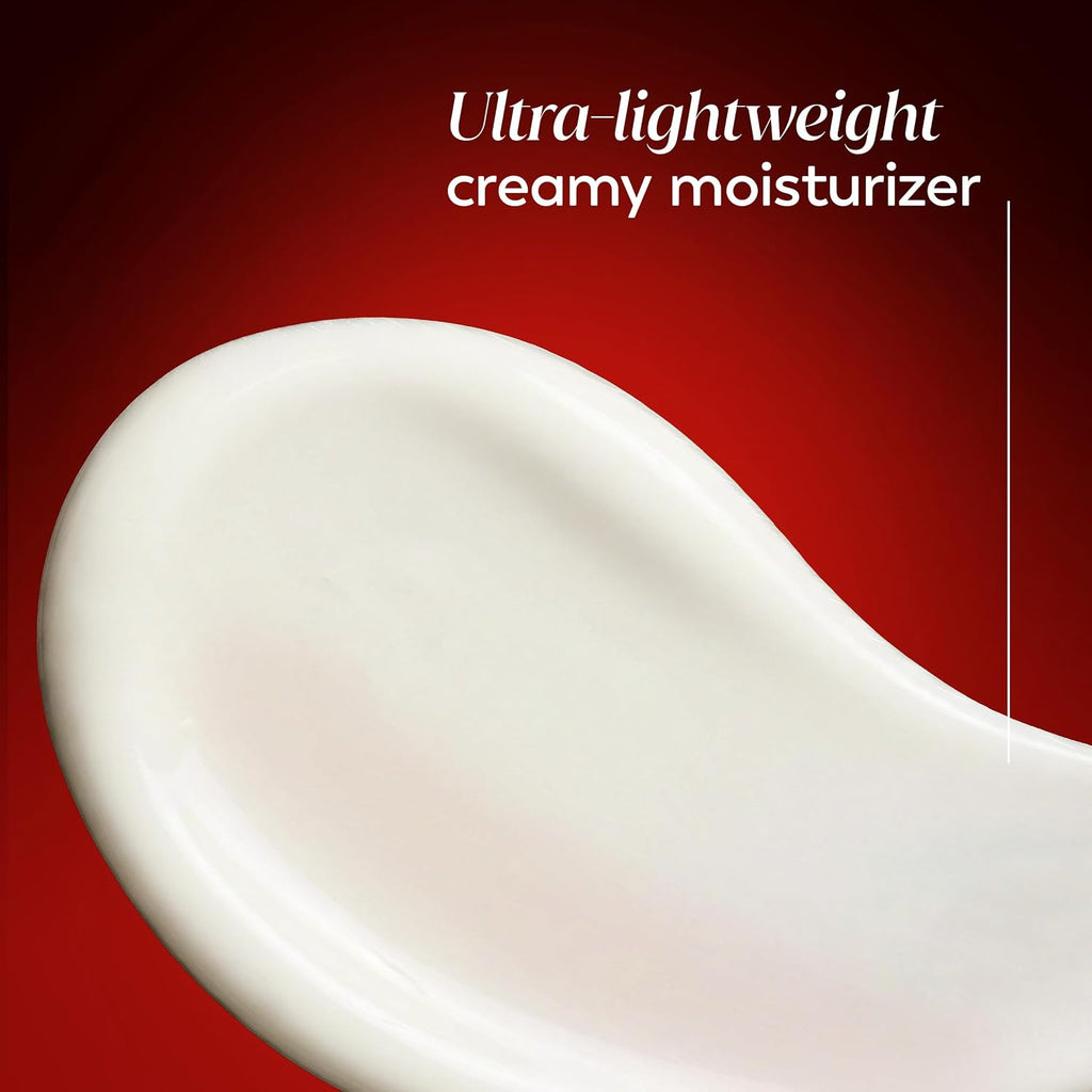 Ultra-lightweight creamy moisturizer with a red background