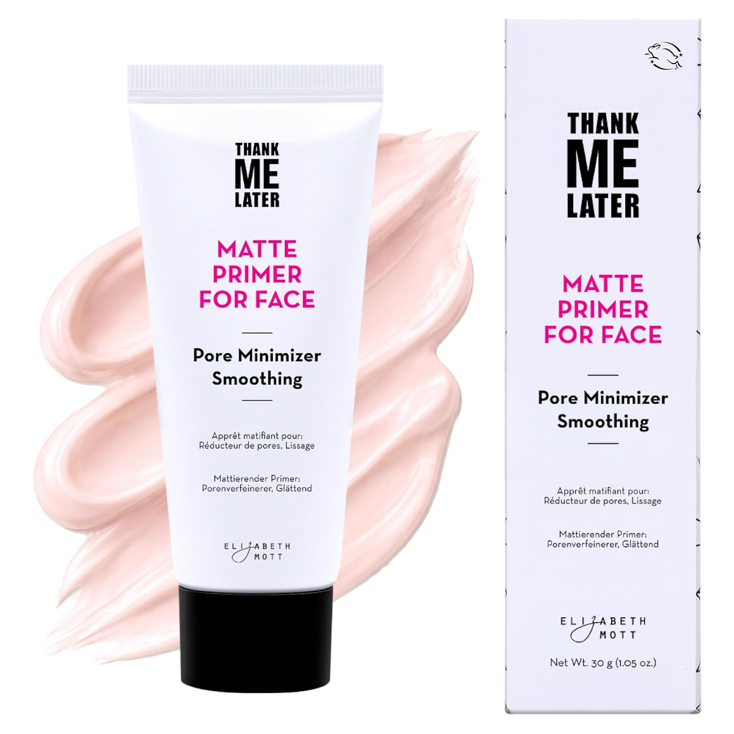 Elizabeth Mott Thank Me Later Blurring Face Primer SPF 30 – Lightweight, Hydrating Makeup Primer - Smooths Fine Lines & Wrinkles for a Soft-Focus Finish – Mineral-Based, Cruelty-Free Formula – 30g