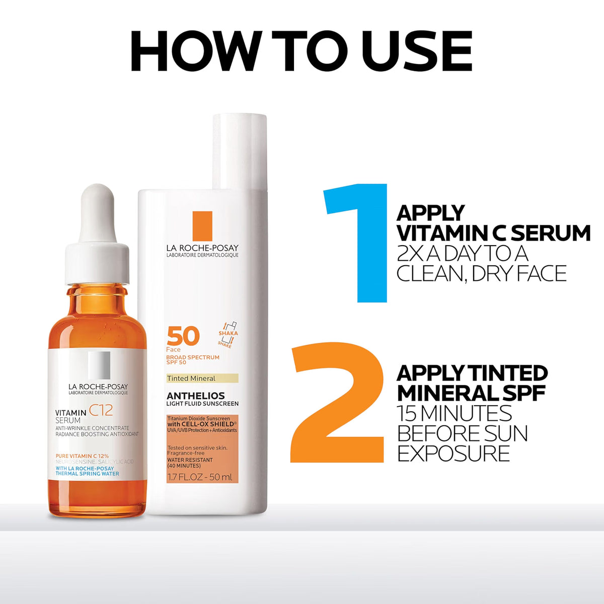 Vitamin C Serum + Anthelios Tinted Mineral Sunscreen SPF 50 Set by La Roche-Posay — 80ml (2.71 fl oz)