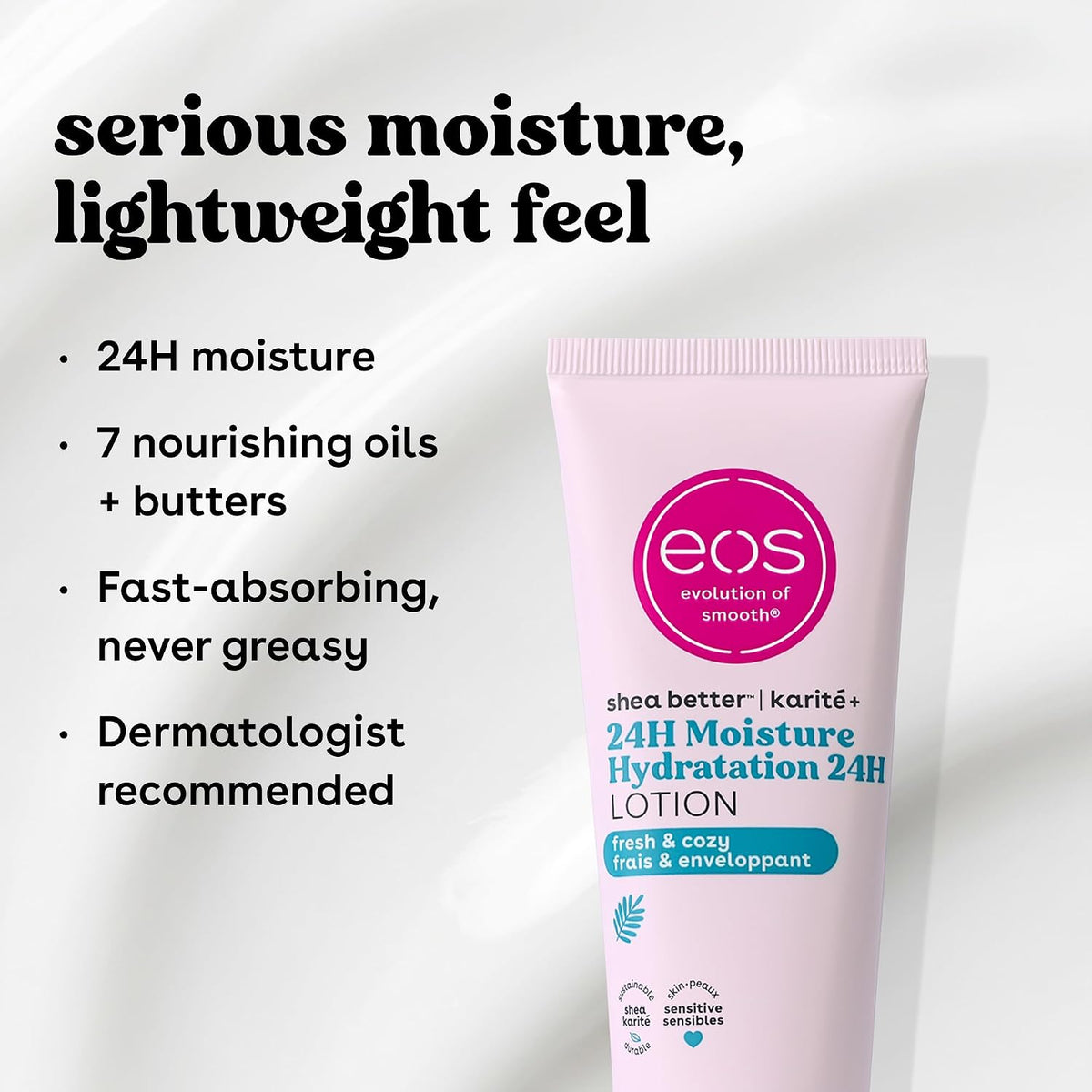eos | Shea Better Mini Body Lotion Clean Fresh & Cozy Shea Butter 24-Hour Hydration Travel Size — 2.5 fl oz