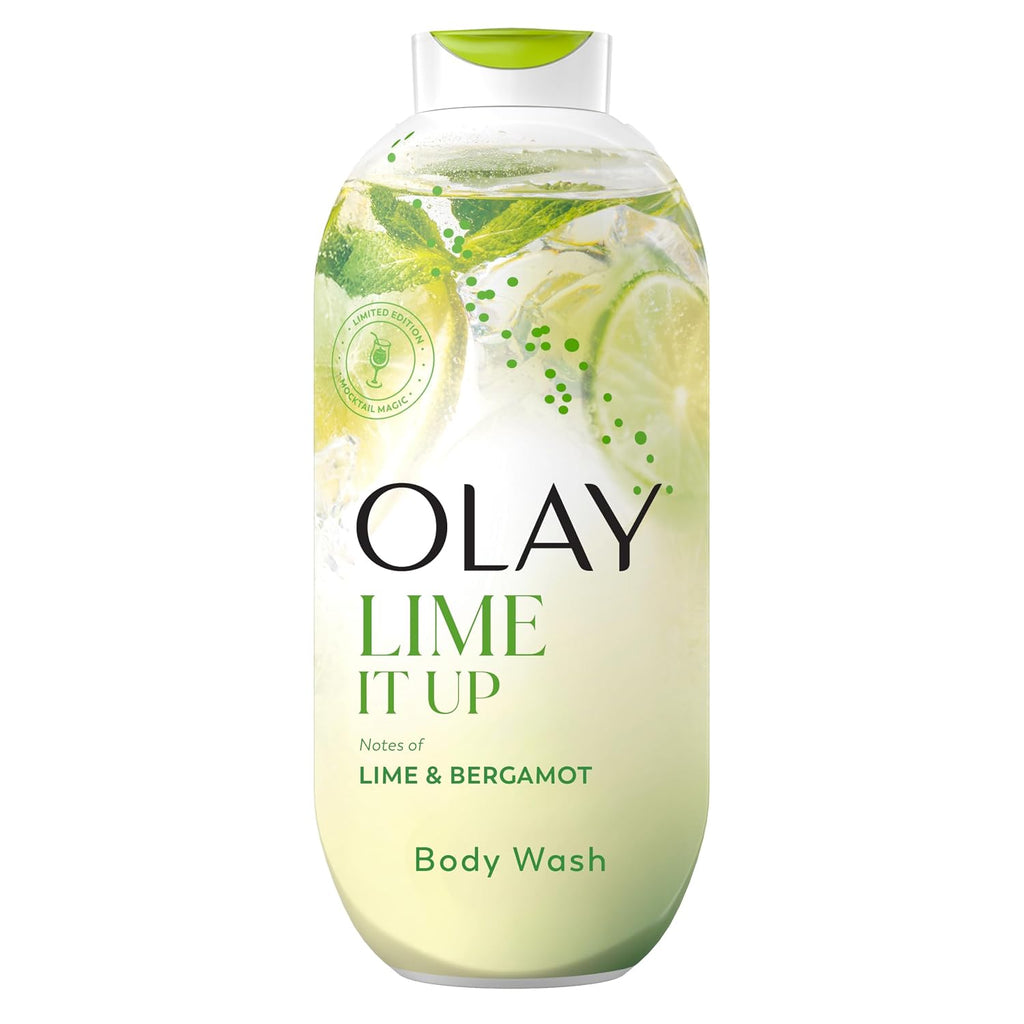 Olay Lime It Up body wash bottle on a white background