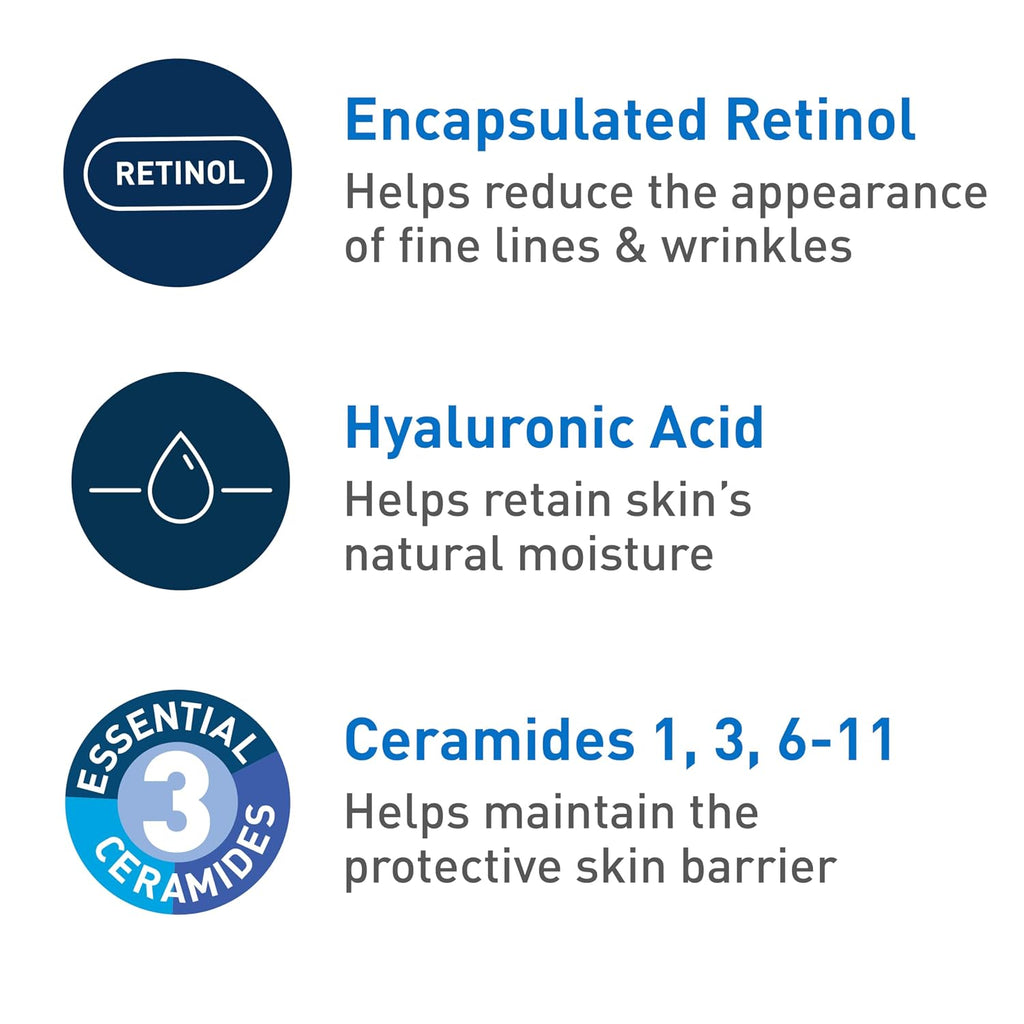 Skincare ingredients with descriptions on a white background