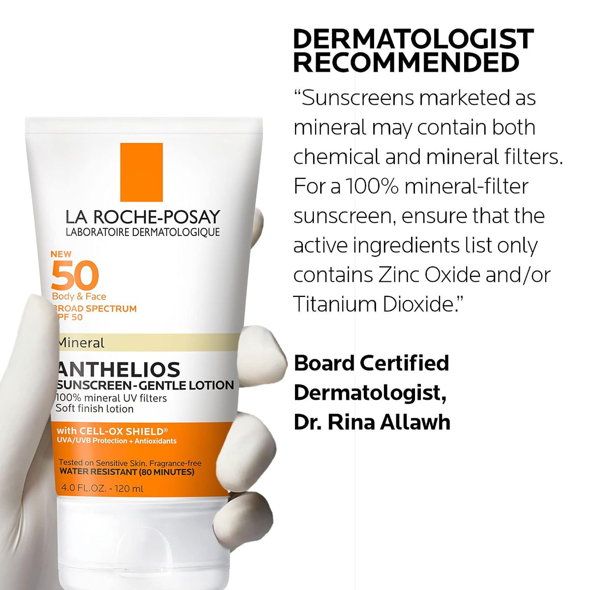 Anthelios Mineral Body & Face Sunscreen SPF 50 by La Roche-Posay — 120ml (4.05 fl oz)