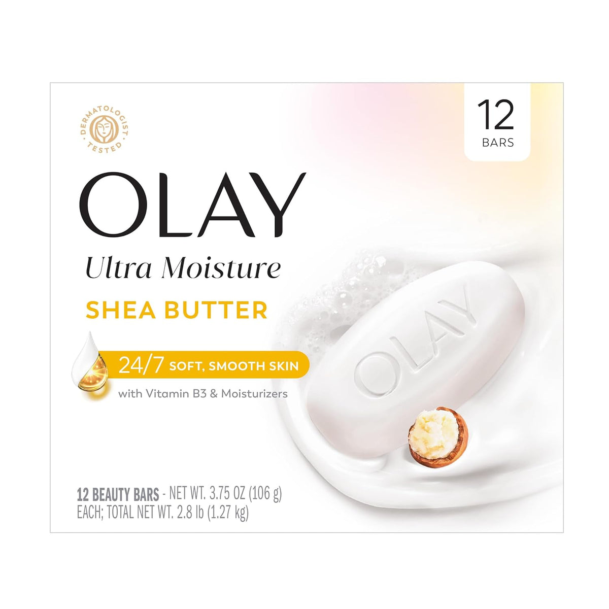 Olay | Ultra Moisture Beauty Bar Soap Shea Butter Niacinamide Vitamin B3 — 12 Bars