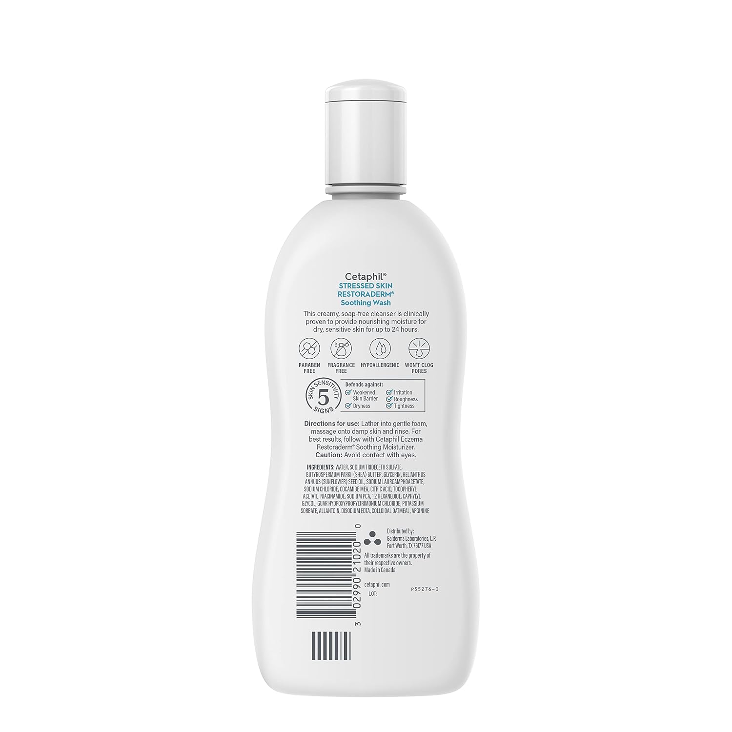 White bottle with label on a white background
