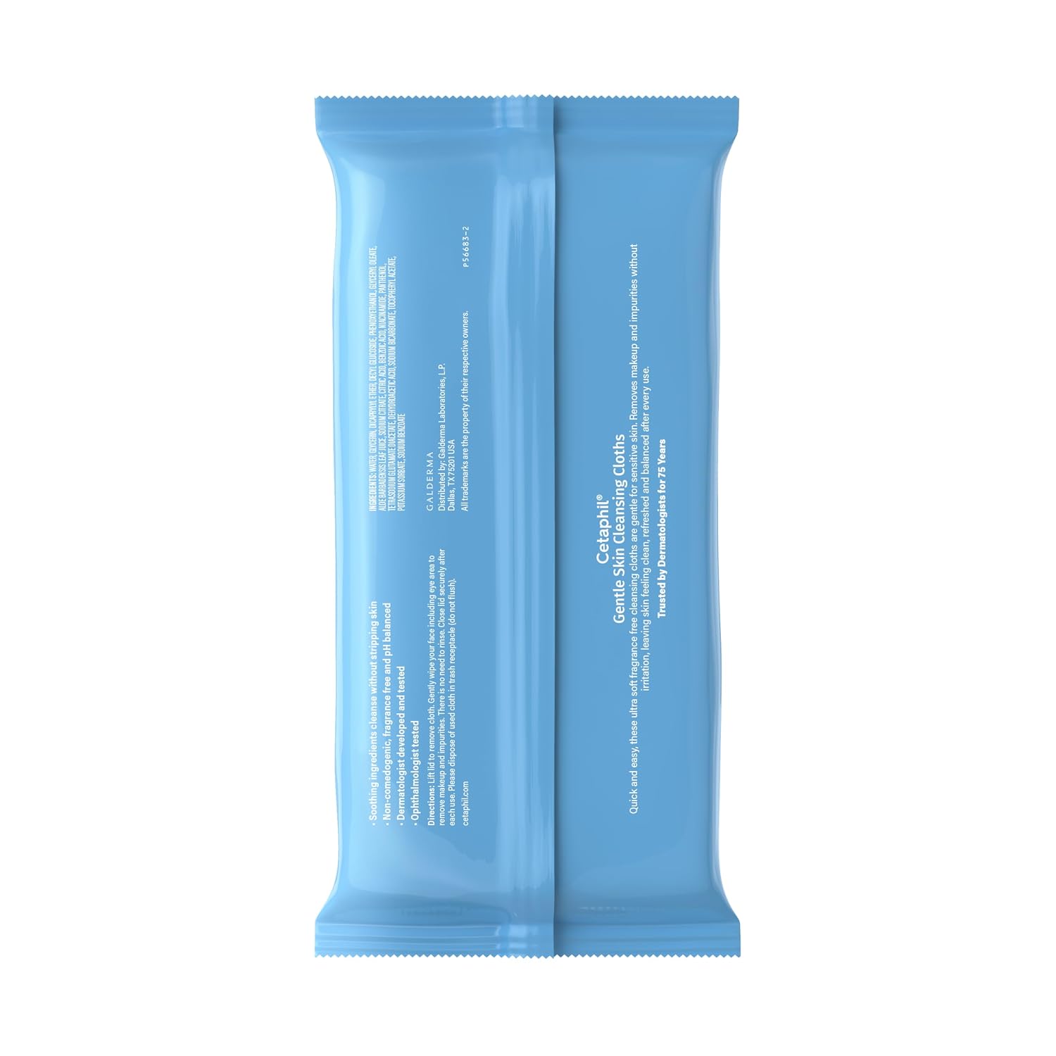 Two blue packaging units with text on a white background