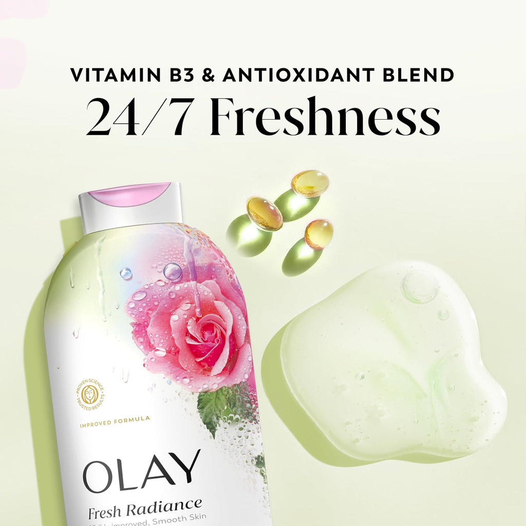 Olay | Body Wash Fresh Radiance Vitamin B3 Antioxidant Rose Water Sweet Nectar — 22 fl oz