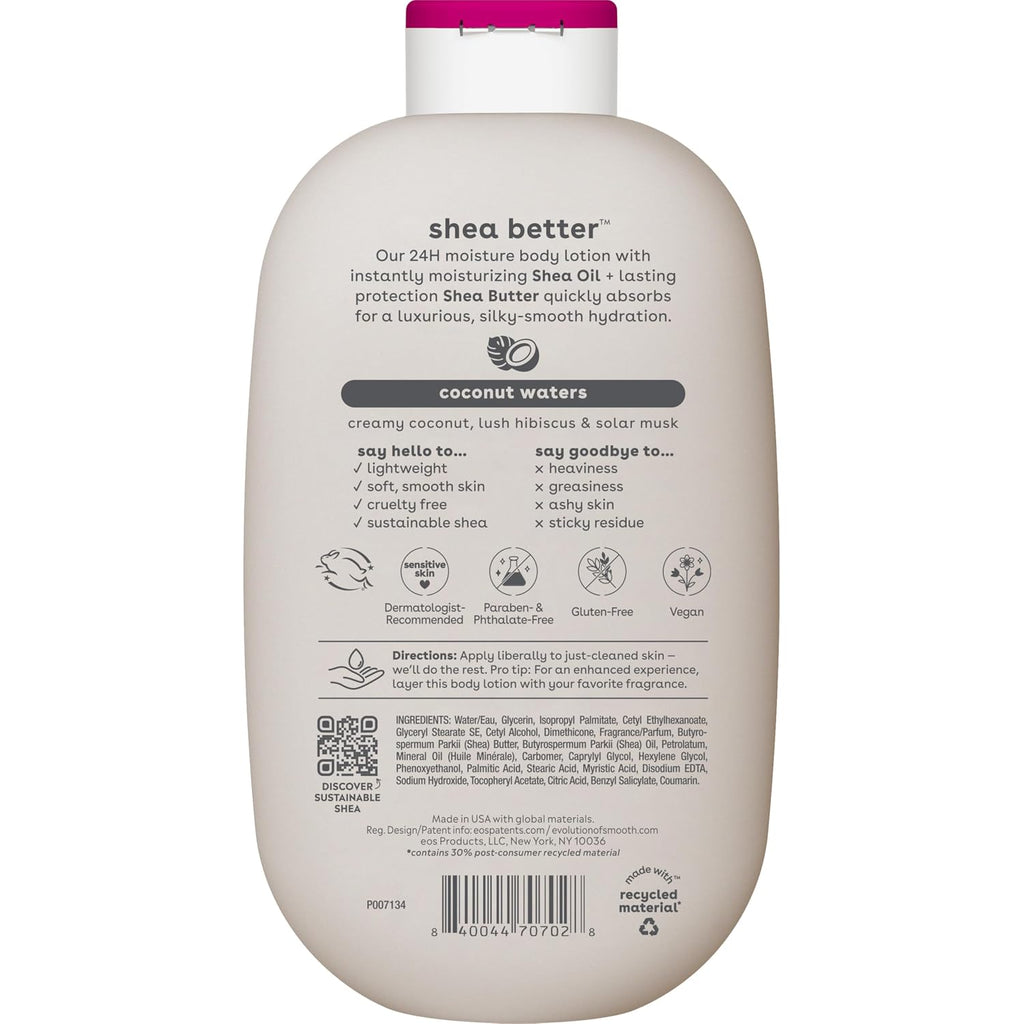 eos | Shea Better Body Lotion Coconut Waters Shea Butter 24-Hour Hydration Lightweight — 16 fl oz
