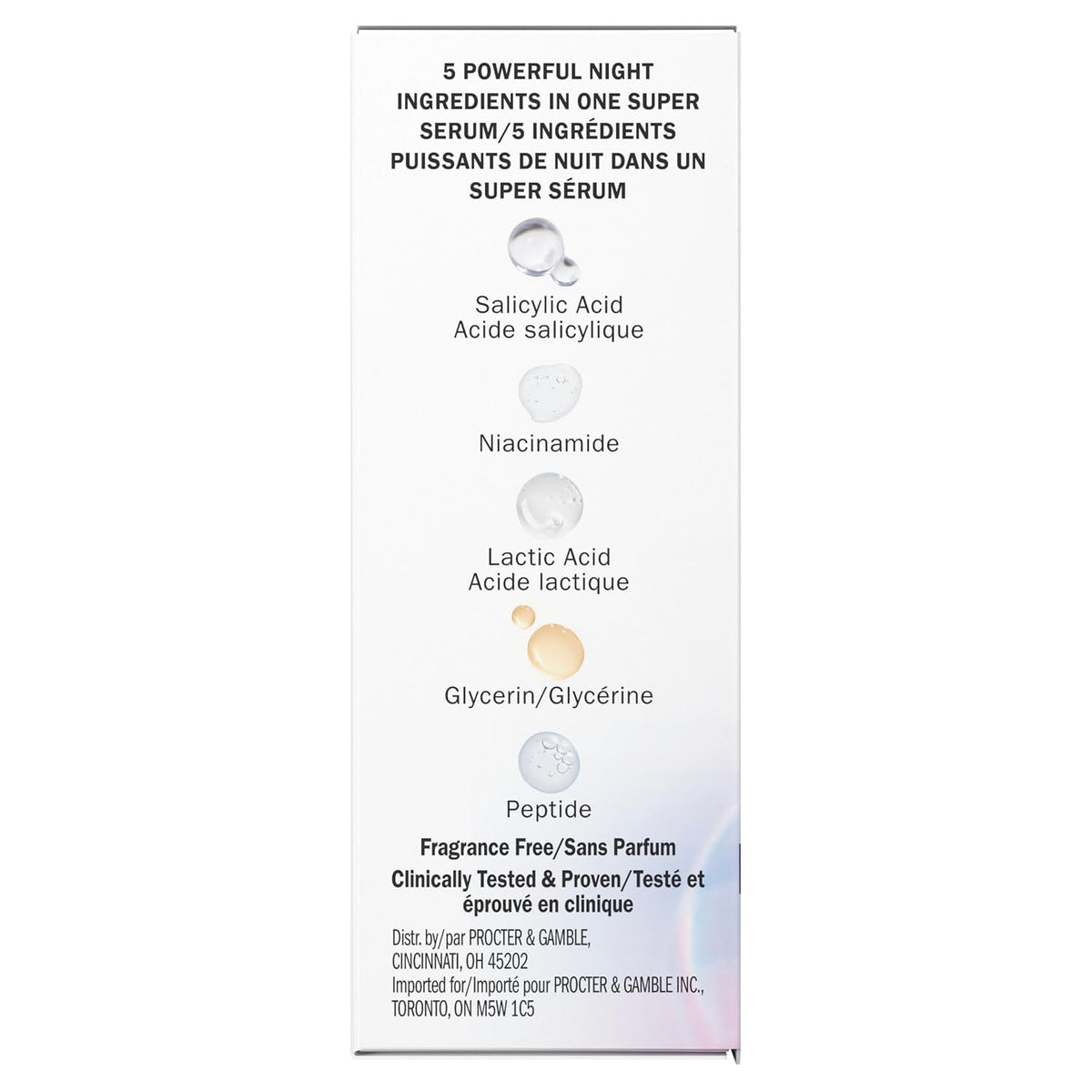 Olay | Super Serum 5-in-1 Night Face Serum Niacinamide Peptide Salicylic Acid Lactic Acid Glycerin Super Size Fragrance Free