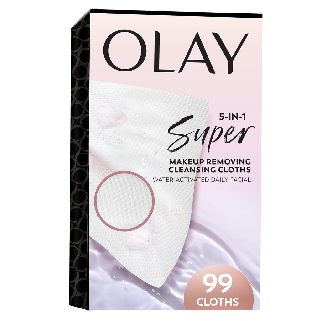 Olay | Super Cleansing Cloths 5-in-1 Water Activated Dry Cloths Fragrance Free — 99 Count