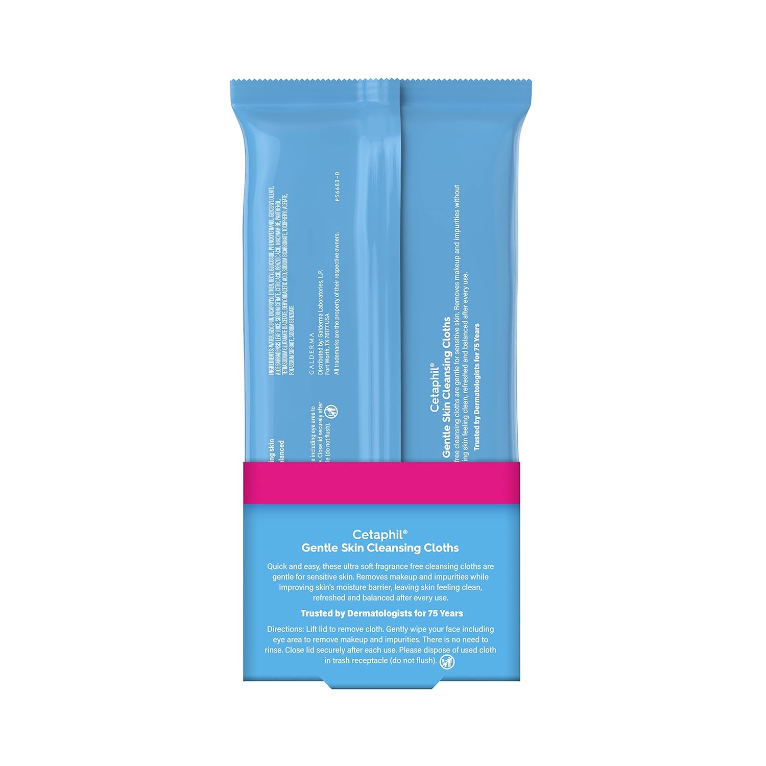 Pack of Cetaphil Gentle Skin Cleansing Cloths with blue packaging on a white background