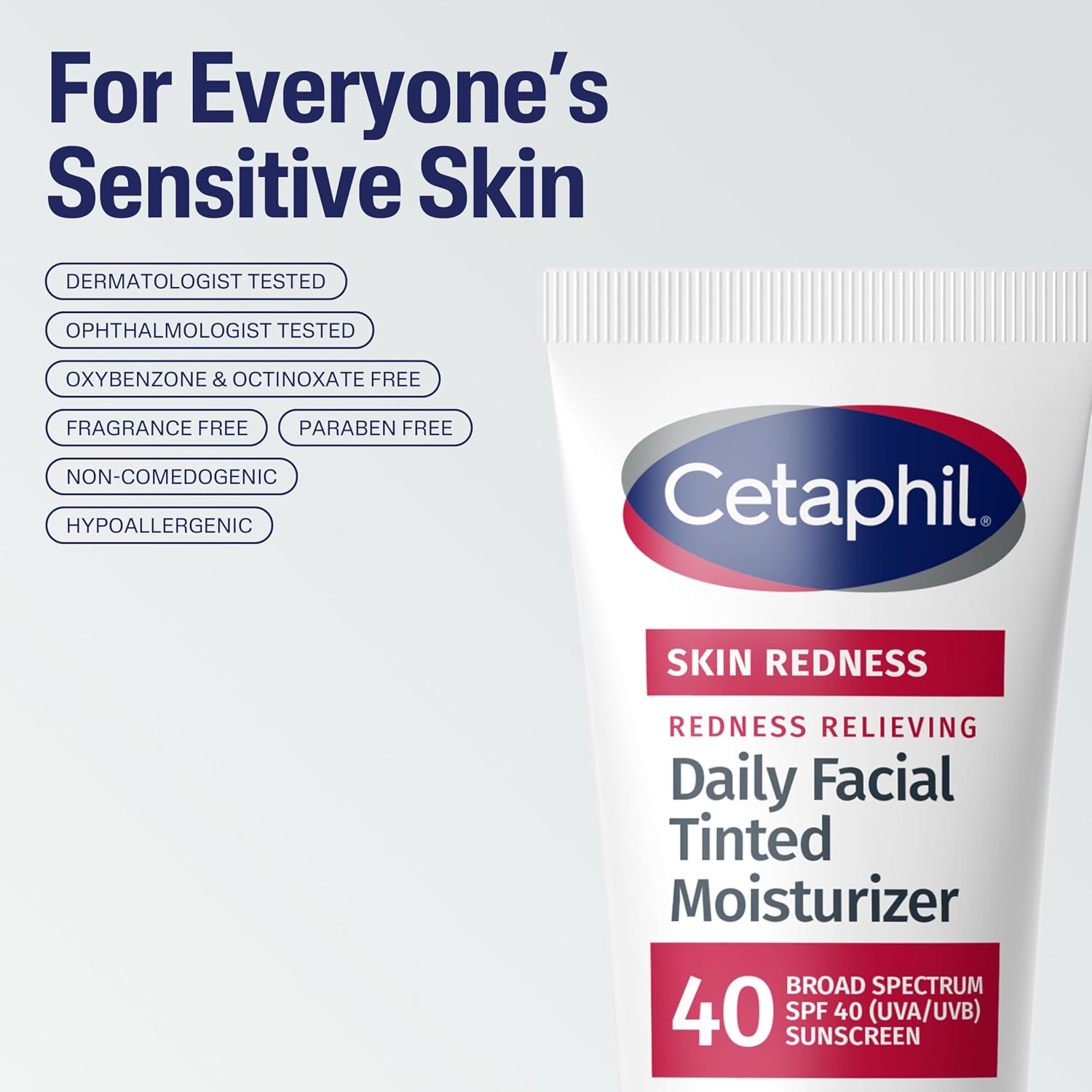 Cetaphil skin redness relieving daily facial tinted moisturizer on a white background
