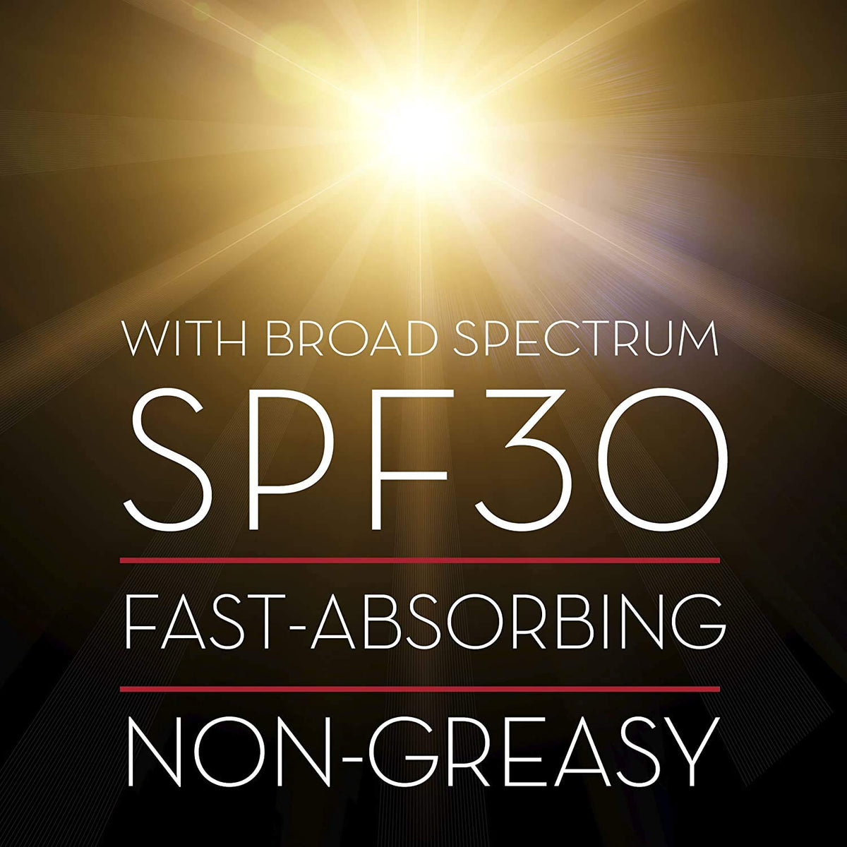 Text overlay on a dark background with 'SPF30' and product features.