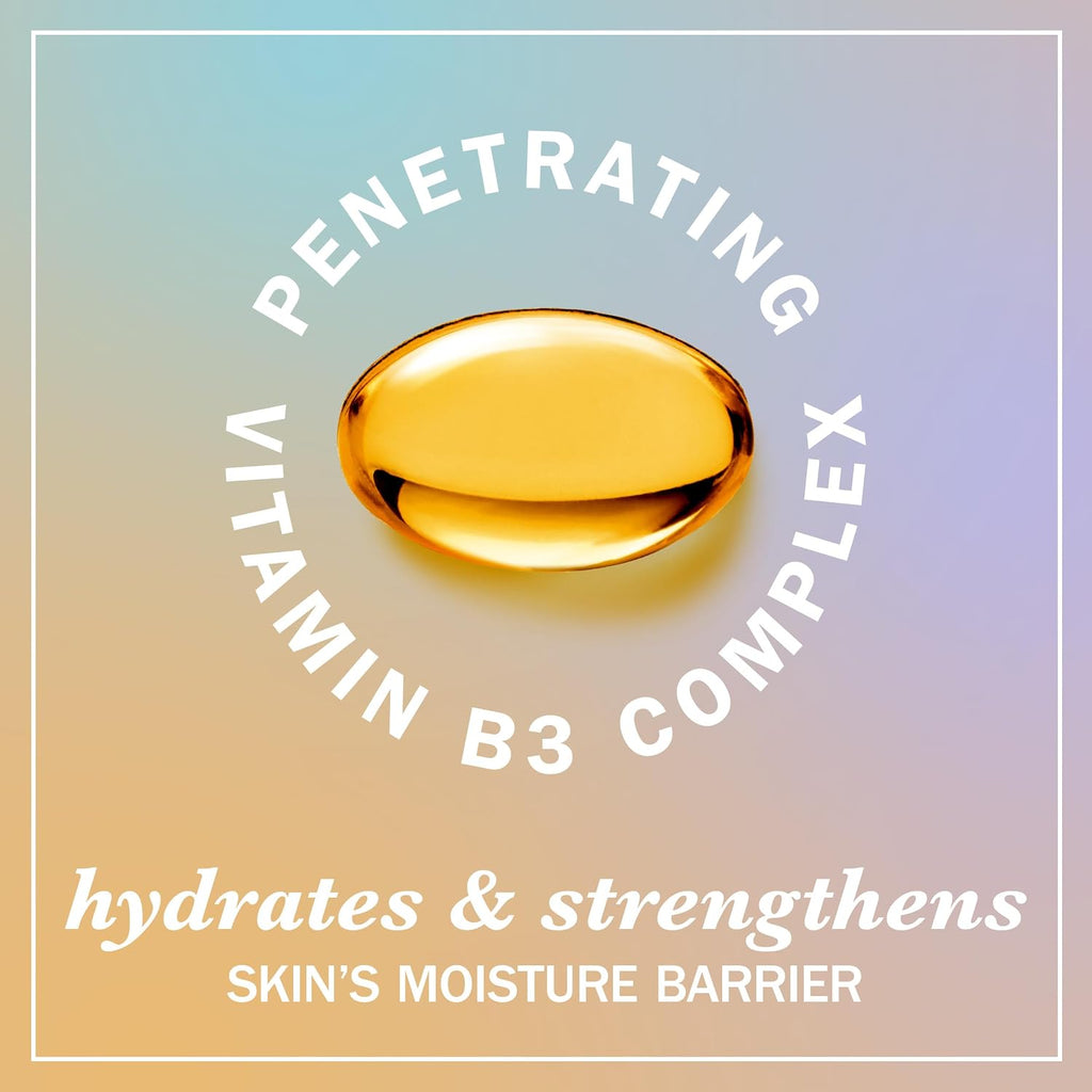 Gold capsule with 'Penetrating Vitamin B3 Complex' text on a gradient background