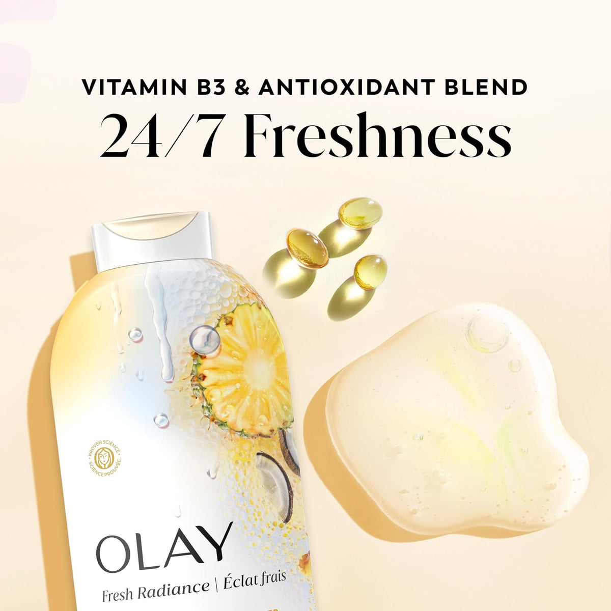 Olay | Body Wash Fresh Radiance Vitamin B3 Antioxidant Pineapple Coconut Water — 22 fl oz