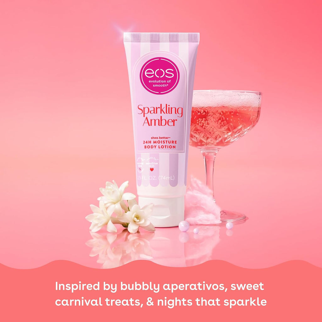 eos | Shea Better Mini Body Lotion Sparkling Amber Shea Butter 24-Hour Hydration Travel Size — 2.5 fl oz
