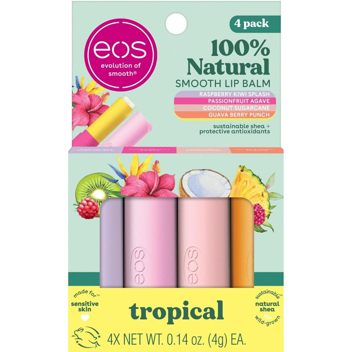 eos | Tropical Lip Balm Sticks — 4 Pack