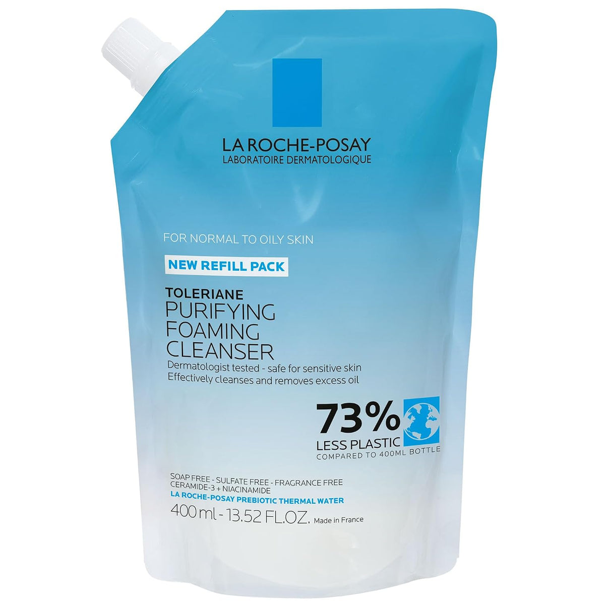 La Roche-Posay Toleriane Purifying Foaming Cleanser refill pack on a white background
