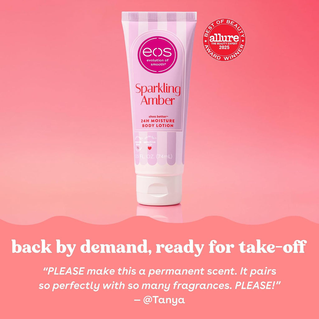 eos | Shea Better Mini Body Lotion Sparkling Amber Shea Butter 24-Hour Hydration Travel Size — 2.5 fl oz