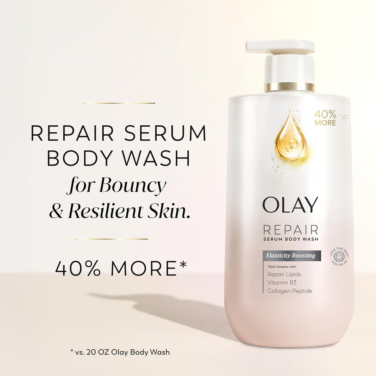 Olay | Body Wash Repair Serum Collagen Peptide Elixir B3 Repair Lipids Elasticity Boosting All Skin — 28 fl oz