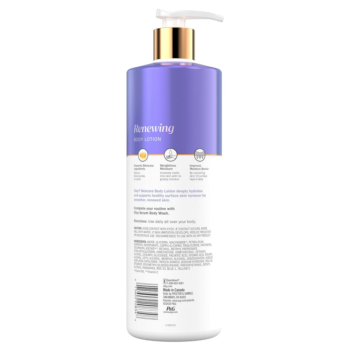 Body lotion bottle with pump on a white background