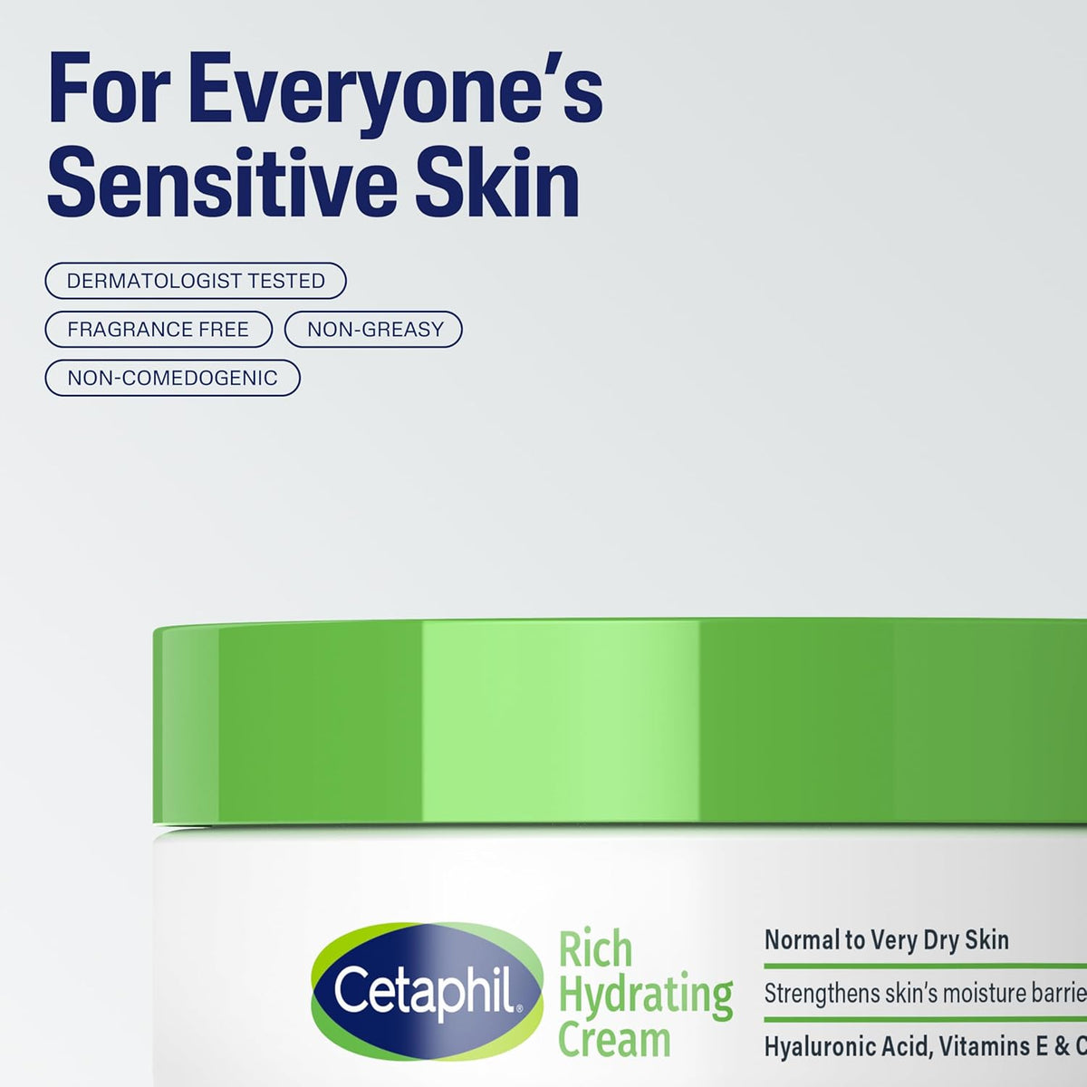 Cetaphil Rich Hydrating Cream packaging with text on a light gray background