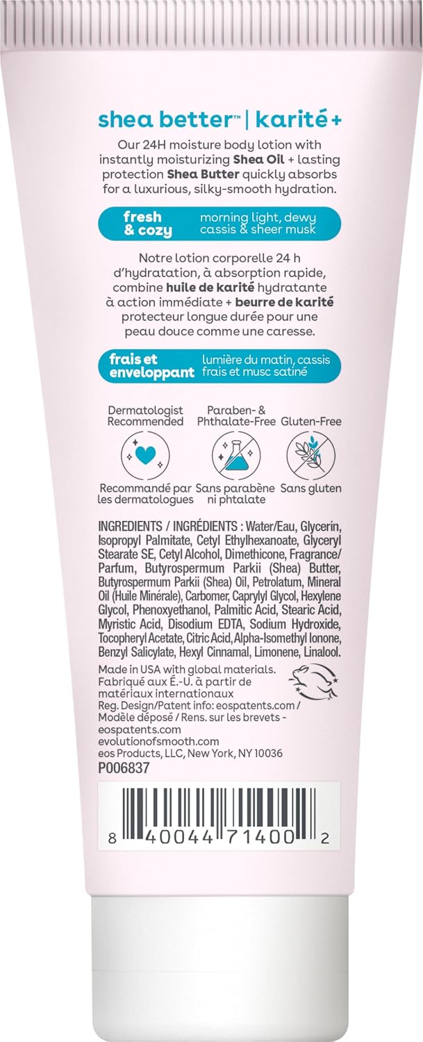 eos | Shea Better Mini Body Lotion Clean Fresh & Cozy Shea Butter 24-Hour Hydration Travel Size — 2.5 fl oz
