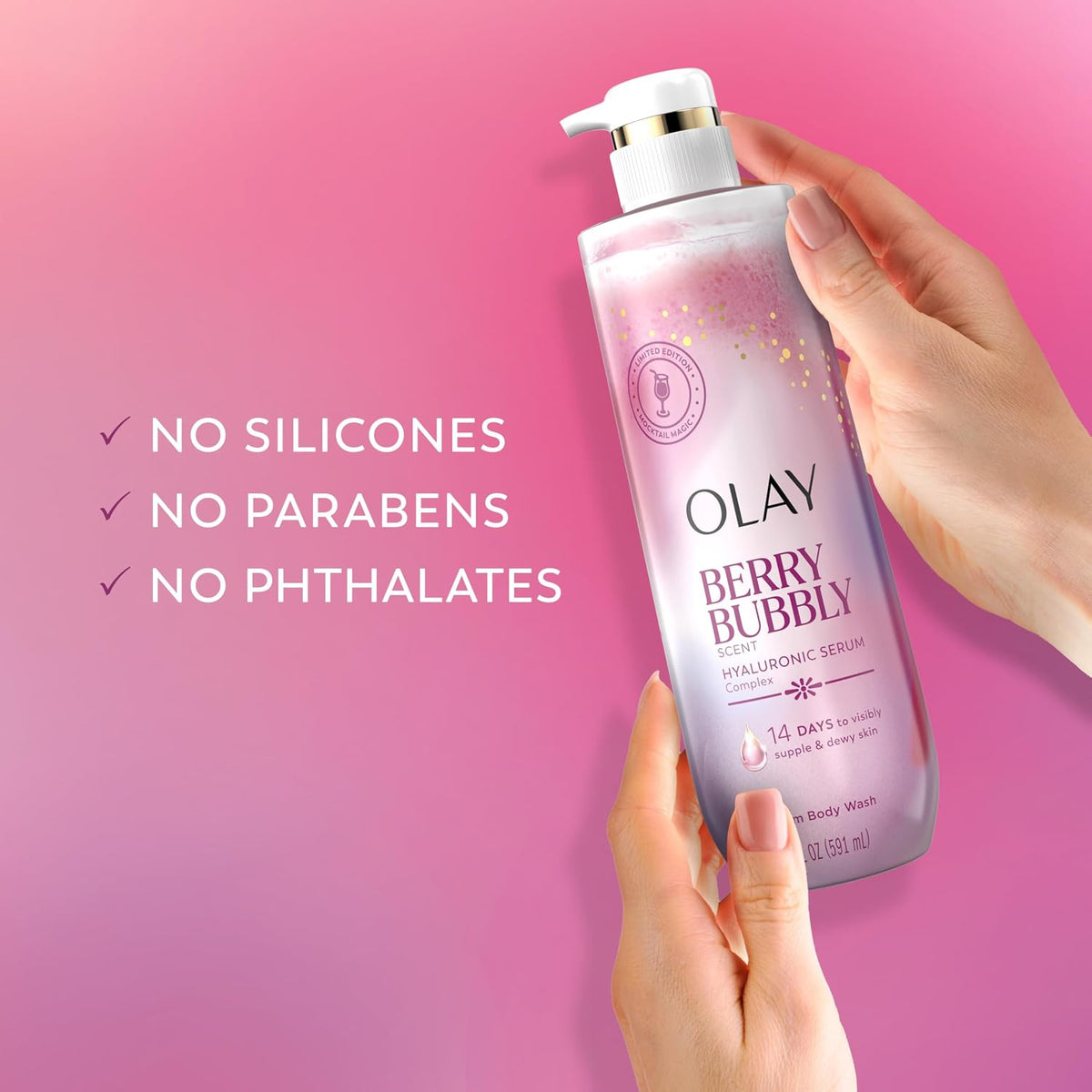 Olay | Body Wash Niacinamide Hyaluronic Acid Pro-Glycerin Berry Bubbly Strawberry Vanilla Limited Edition — 20 fl oz